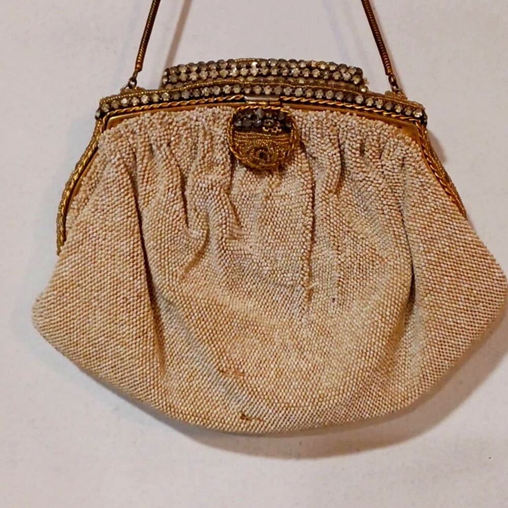 Victorian Vintage Beaded Crystal Handbag Handmade in France
